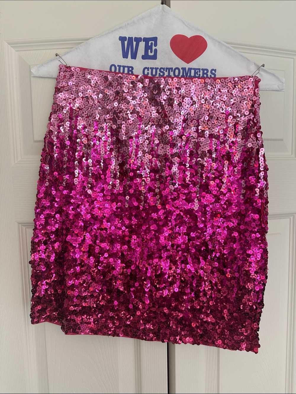 Fuchsia Pink Sequin Ombre Mini Skirt